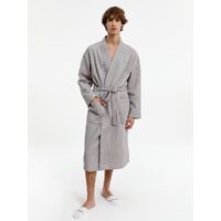 Фото товара Халат вафельный Kimono, светло-серый, размер M/L