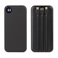 Фото товара Зарядное устройство "Форт" 10000 mAh с подсветкой логотипа, встроенными кабелями и цифровым индикатором заряда