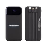 Фото товара Зарядное (22.5W) устройство "Grade SOFTTOUCH" 10000 mAh с подсветкой логотипа, встроенными кабелями и цифровым индикатором заряда